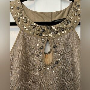 BCBG Max Azria Embellished Metallic Dress
